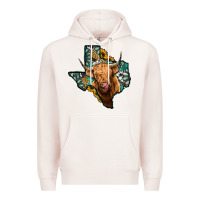 Pale Pink texas map highland cow Premium Hoodie - Jasminsmagicworld