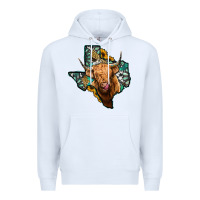 White texas map highland cow Premium Hoodie - Jasminsmagicworld