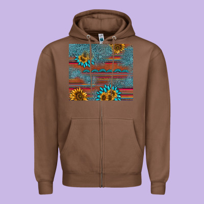 Sunflower Gemstone Serape Tumbler Zipper Hoodie Designed By Adodesignshop