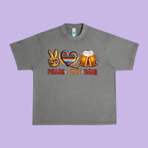 Peace Love Beer Bbs Urban Heavy Tee Designed By Bundleandbundleshop