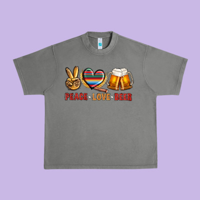Peace Love Beer Bbs Urban Heavy Tee Designed By Bundleandbundleshop
