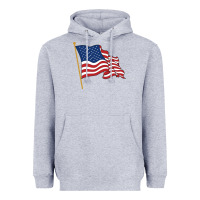 Heather Grey American flag Heavyweight Hoodie - linhVisuals