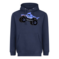 Navy Monster Truck Megalodon Heavyweight Hoodie - linhVisuals