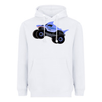 White Monster Truck Megalodon Heavyweight Hoodie - linhVisuals