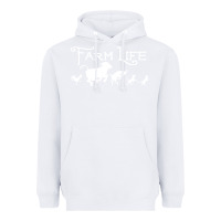 White FARM LIFE ANIMAL Heavyweight Hoodie - linhVisuals