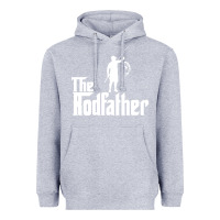 Heather Grey Fishing The Rodfather Heavyweight Hoodie - linhVisuals