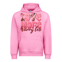 Fuchsia Pink love more worry less Urban Hoodie - RanaPortraitStore