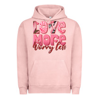 Pigment Salmon love more worry less Urban Hoodie - RanaPortraitStore