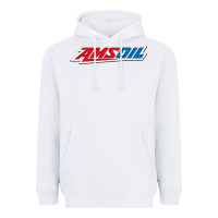 White #amsoil Heavyweight Hoodie - linhVisuals