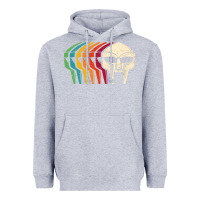 Heather Grey Retro Mask Doom Heavyweight Hoodie - linhVisuals