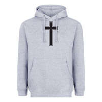 Heather Grey Cross Heavyweight Hoodie - linhVisuals