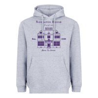 Heather Grey nonnatus house  blue ink Heavyweight Hoodie - linhVisuals