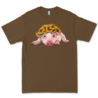 Cacao baby pig with sunflower headband Premium Tee - RanaPortraitStore