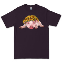 Plum baby pig with sunflower headband Premium Tee - RanaPortraitStore