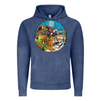 Vintage Denim Christmas  farm animals Vintage Hoodie - FaDigitalArtStudio