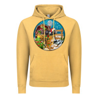 Vintage Mustard Christmas  farm animals Vintage Hoodie - FaDigitalArtStudio