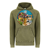 Vintage Olive Christmas  farm animals Vintage Hoodie - FaDigitalArtStudio