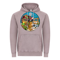 Vintage Zinc Christmas  farm animals Vintage Hoodie - FaDigitalArtStudio