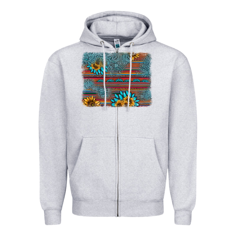 Sunflower Gemstone Serape Background Zipper Hoodie by AdoDesignShop | Teevron
