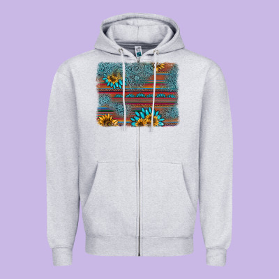 Sunflower Gemstone Serape Background Zipper Hoodie Designed By Adodesignshop