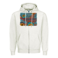 Oatmeal Heather sunflower gemstone serape background Zipper Hoodie - AdoDesignShop