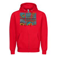 Red sunflower gemstone serape background Zipper Hoodie - AdoDesignShop