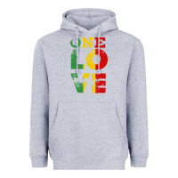 Heather Grey one love rasta reggae Heavyweight Hoodie - linhVisuals