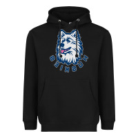 Black HUSKIES Heavyweight Hoodie - linhVisuals