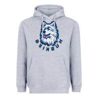 Heather Grey HUSKIES Heavyweight Hoodie - linhVisuals
