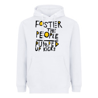 White Foster The People Pumped Up Kicks Heavyweight Hoodie - linhVisuals