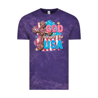Cloud Purple God Blessed the USA Vintage Tee - FaDigitalArtStudio