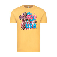 Vintage Mustard God Blessed the USA Vintage Tee - FaDigitalArtStudio