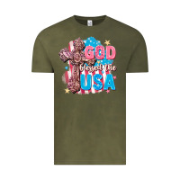 Vintage Olive God Blessed the USA Vintage Tee - FaDigitalArtStudio