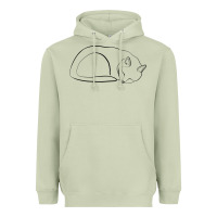 Matcha Sleeping Cat Line Art Heavyweight Hoodie - linhVisuals