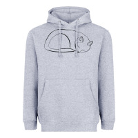 Heather Grey Sleeping Cat Line Art Heavyweight Hoodie - linhVisuals