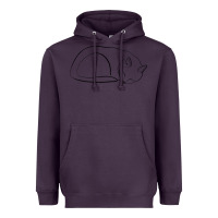 Plum Sleeping Cat Line Art Heavyweight Hoodie - linhVisuals