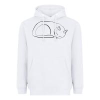 White Sleeping Cat Line Art Heavyweight Hoodie - linhVisuals