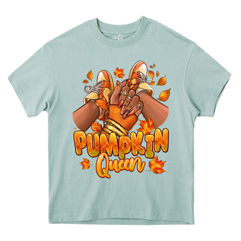 Pumpkin Queen Fall Black Girl Sneakers Heavy Core Tee by RanaPortraitStore | Teevron
