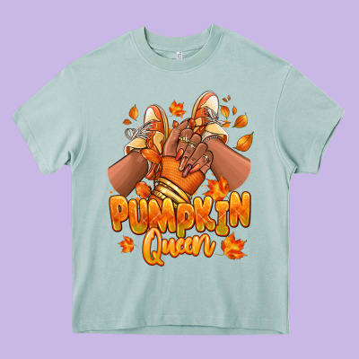 Pumpkin Queen Fall Black Girl Sneakers Heavy Core Tee Designed By Ranaportraitstore