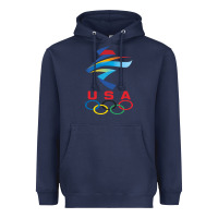 Navy USA OLYMPIC RINGS Heavyweight Hoodie - linhVisuals