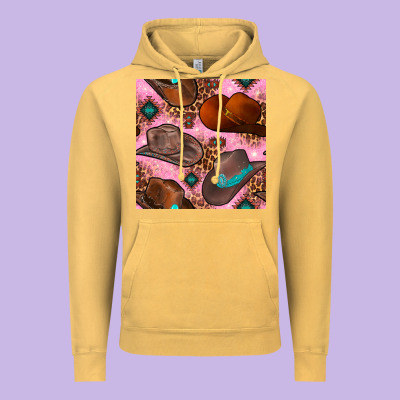 Western Cowboy Hat Seamless Pattern Vintage Hoodie Designed By Bundleandbundleshop