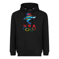 Black USA OLYMPIC RINGS Heavyweight Hoodie - linhVisuals