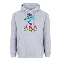 Heather Grey USA OLYMPIC RINGS Heavyweight Hoodie - linhVisuals