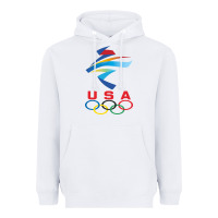 White USA OLYMPIC RINGS Heavyweight Hoodie - linhVisuals