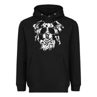 Black border collie dog t  shirt border collie with sunglasses cool dog t  s Heavyweight Hoodie - linhVisuals