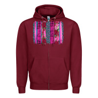 Burgundy valentine's day floral leopard brushstroke Zipper Hoodie - AdoDesignShop