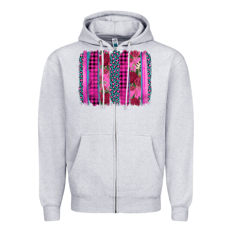Valentine's Day Floral Leopard Brushstroke Zipper Hoodie by AdoDesignShop | Teevron