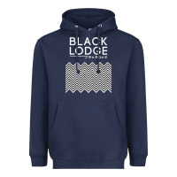 Navy twin peaks inspired japanese black lodge Heavyweight Hoodie - linhVisuals