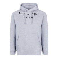 Heather Grey Fix your heart america Heavyweight Hoodie - linhVisuals