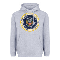Heather Grey fake presidential seal Heavyweight Hoodie - linhVisuals